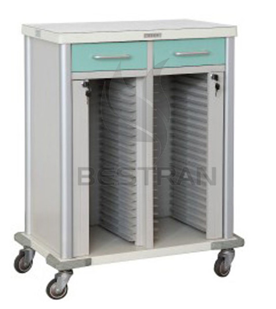 Steel patient record trolley