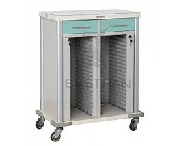 Steel patient record trolley