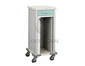 Steel patient record trolley